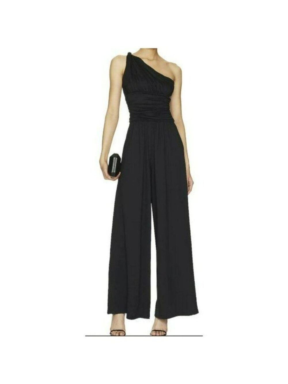 Susana Monaco Size Large Jumpsuit One Shoulder Midnight Flared Leg NWT
